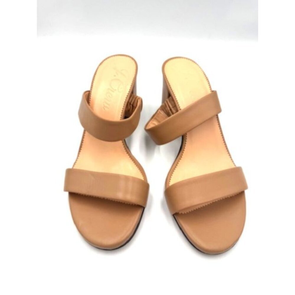 J.Crew Womens light camel Lucie Leather Block Heel Sandals Size 9 w/Box - Picture 7 of 12